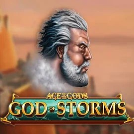 Age Of The Gods: God of Storms online game logo by Playtech on mrvegascasino.eu