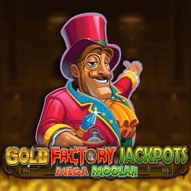 Gold Factory Jackpots Mega Moolah casino game by Aurum Signature Studios – featured logo at Mr Vegas Casino